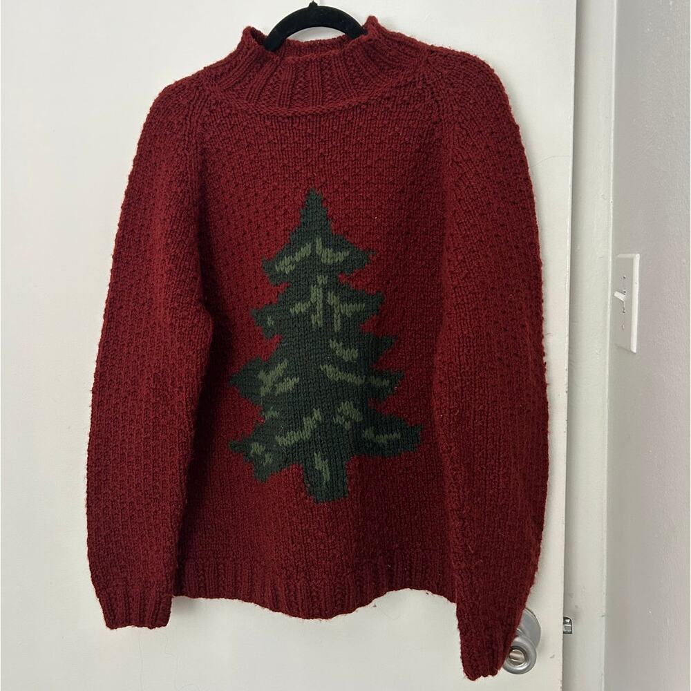 Vintage LL Bean Handknit Merino Wool Christmas Sweater